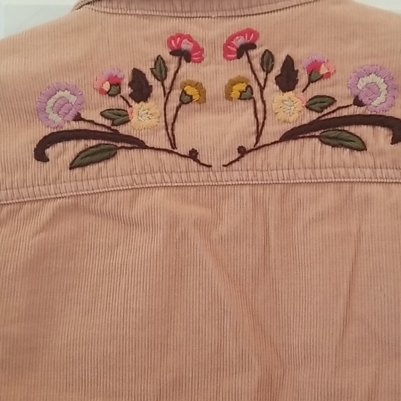 Roxy Pink Corduroy Embroidered Trucker Jacket - Picture 4 of 5